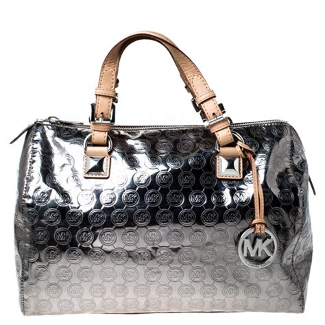 silver michael kors bags|Michael Kors medium black silver.